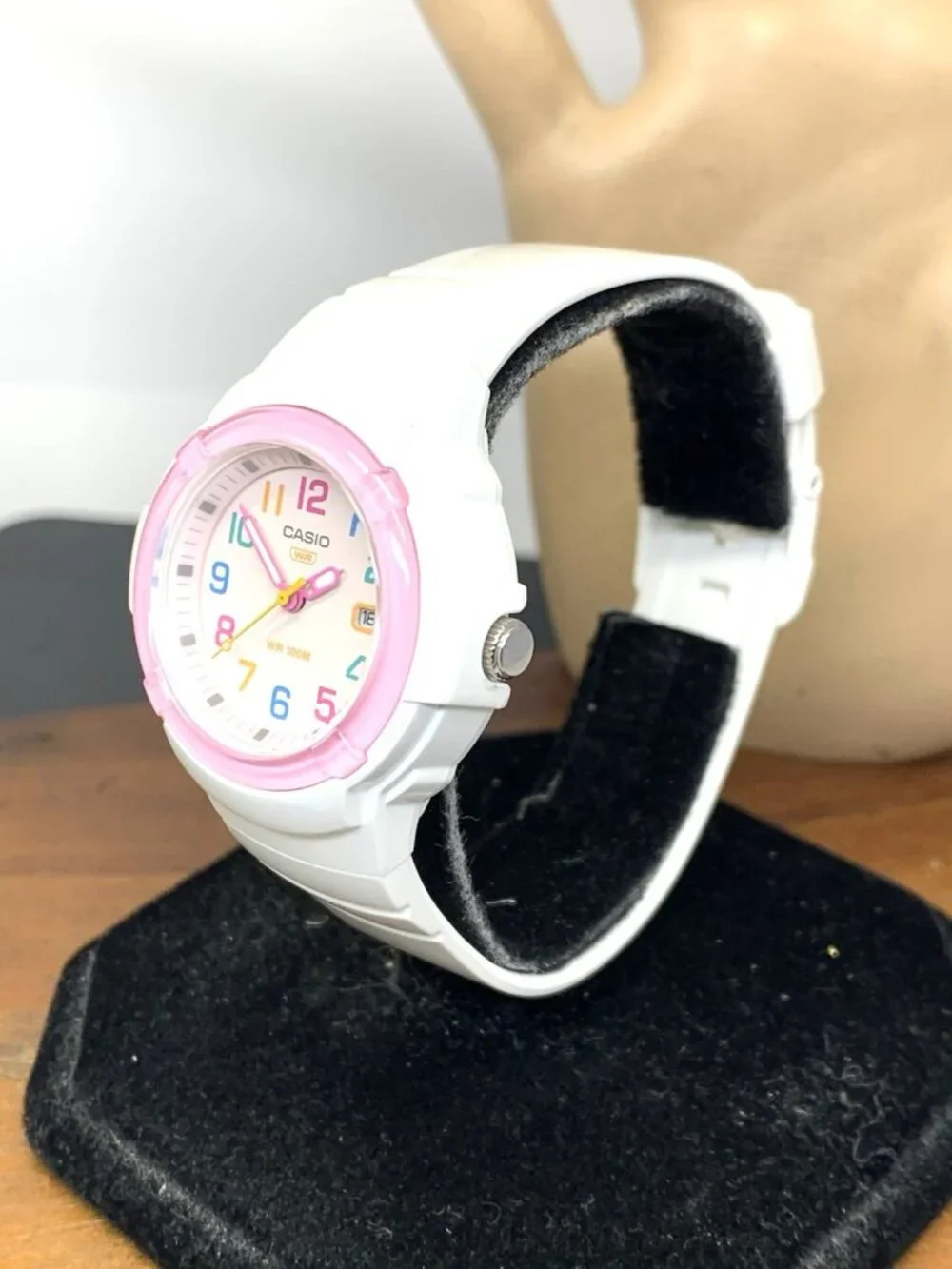 Casio Women's Watch LX800H Quartz Analog Pink White Resin Sport 3363 33mm